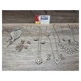 Vntg Jewelry Rhinestone Necklaces, Earrings, Brooh