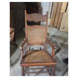 Antique Rocker w/ Pressed Back Design & Cane