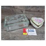 Lefton Keepsake Box & Hummingbird Glass Box