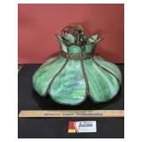 Vintage Pendant Lamp Green Slag Look Shade