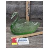 Vintage Green Glass Swan "vaseline glass"