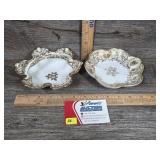 Antq Hand Painted Nippon Porcelain Nut Dish Pair
