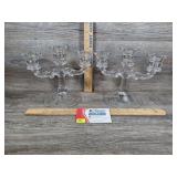 Pair Cambridge Marjorie Glass 3 Light Candlestick