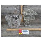 Vntg Jennette Glass Candy Dish & 5th Ave Basket