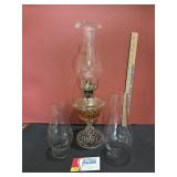 EAPG Oil Lamp w/ Patterned Pedestal Base