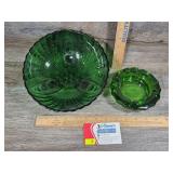 Fostoria Green Coin Glass Ash tray & Burple Footed