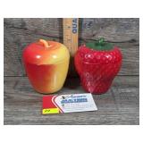 Vntg Hazel Atlas Apple & Strawberry Milk glass Jar