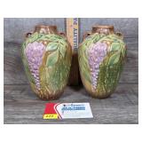 Roseville Pottery Wisteria Double Handled Vase x2r