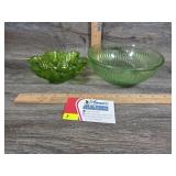 Vintage Green Glass Pair (Vaseline Glass)