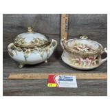Antq Porcelain Double Handled Bowls (Nippon)