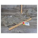 Vntg Jeanette Glass Leaf Shaped Divided Dish & mro