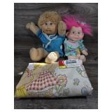 Cabbage Patch Kid w/ Twin Sheet & Troll Doll