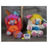 Vntg Popples "Puffball" & "Plucky" Plush Coin Bank