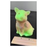 Fenton hand painted pig. Alice Farley
