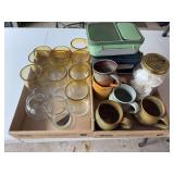 2 flats of glassware and household items