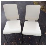 2 IKEA wood chairs with metal legs