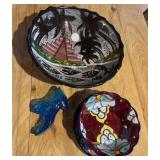 Mexican pottery and glass shoe