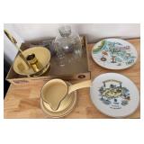 Flat of miscellaneous glass and brass