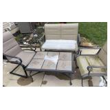 Patio set. 2 chairs, table and bench