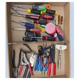 2 flats 1 screw drivers 1 pliers wire strippers