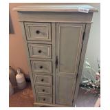 Storage cabinet. 6 drawer and side opening. 22” wide by 17” deep by 53” tall