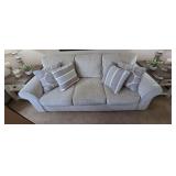 Couch and love seat from Big Sandy.  Sofa is 66” wide by 38” high to back by 18.5” to seat by 37” deep. Couch is 89” wide.