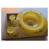 Antique printed yellow glass