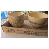 Weller pot and Watt pottery banded bowl