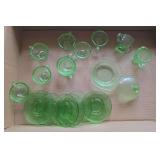 Mini green depression glass tea set