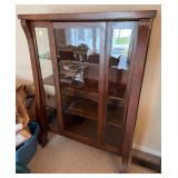 Oak curio cabinet 3’8” wide by 5’ tall by 16” deep