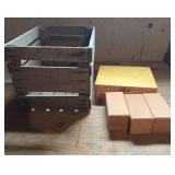 Wooden crate and cigar boxes