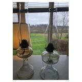 2 glass oil lamps
