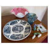 Fenton bowl with miscellaneous collectibles