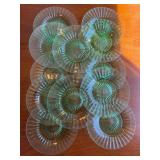 Set of 12 Heisey green plates. 7.5”
