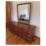 MCM bedroom set with bed, 3 dressers and mirror. Can leave mattress and box spring if needed