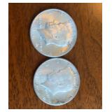 2 1964 Kennedy half dollars