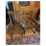 2 wood rocking chairs