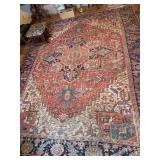 Large wool area rug approximately 140” by 106”. Could use edge repairs but colors are still pretty vibrant