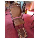 Antique folding chair and foot stool