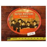 Dutch Masters Cigars metal advertising sign with cigar-themed graphics. Tobacco-related advertising collectible suitable for display in a collection, shop, bar, office, or man cave.