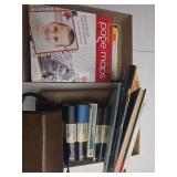 2 flats of bird guide books, binocular and scrapbooking
