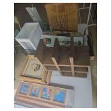 Lot of household organizers, FoodSaver, iron, and wall décor as shown. Assorted household and storage group with useful kitchen, laundry, organizing, and decorative items suitable for home use, craft
