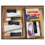 2 flats of HO scale train cars
