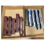 2 flats of HO scale train cars