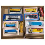 2 flats of HO scale train cars