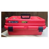 Red MTM Case-Gard Site-In-Clean portable shooting and gun-cleaning case with molded top work surface, carrying handle and dual latches.