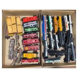 2 flats of HO scale train cars