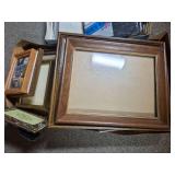 Assorted Wood Picture Frames & Empty Photo Albums. Large grouping of empty picture frames in assorted sizes and wood finishes together with empty photo albums as cataloged.