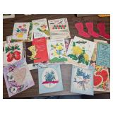 Vintage Greeting Cards, Advertising Ephemera & Illustrated Prints. Large assortment includes birthday, wedding, anniversary, Valentine’s Day, Christmas and other greeting cards with colorful floral,