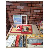 Vintage Erector Set, Tool Chest & Science Toys. Includes Action Builder motorized Erector Set with metal construction pieces and instructions, junior Tool Chest, microscope/science accessories and rel
